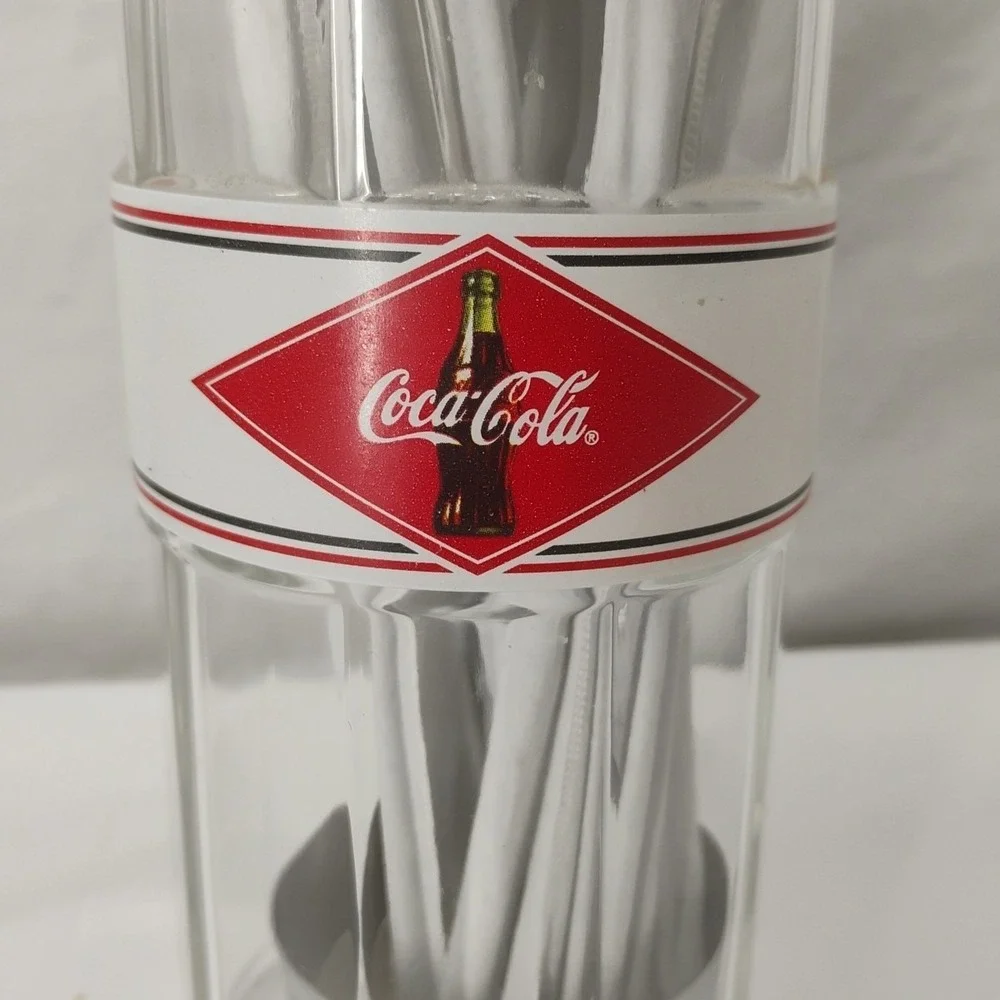 Vintage Coca-Cola Glass Straw Holder 11.5